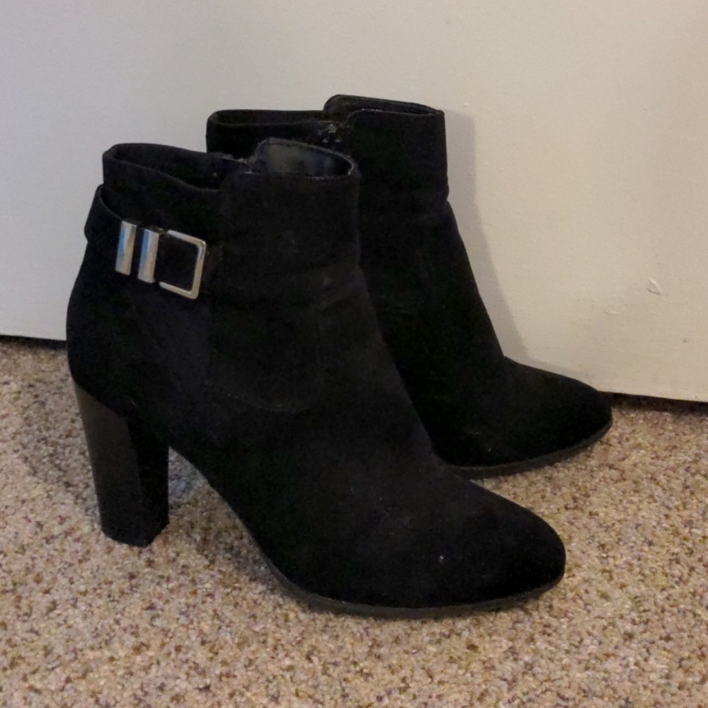 Black buckle booties